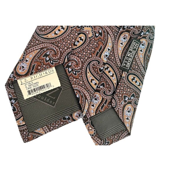 J.Z. Richards Men’s Silk Tie Made In USA Brown Multicolor Paisley New 3.5x60” - Picture 6 of 8